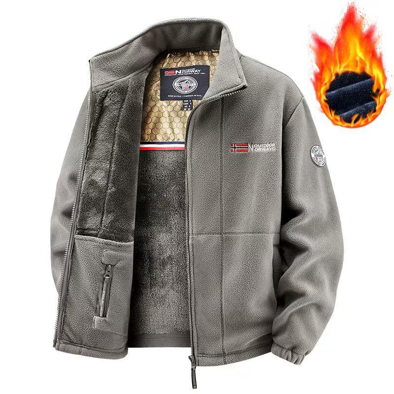 Fleece Jacket for Men and Women, Fleece Cardigan, Stand Collar Loose Jacket, Outdoor Windproof and Warm Hiking Suit