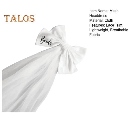 Netz-Kopfschmuck mit Spitzenbesatz, leichter, atmungsaktiver Stoff, Damen-Stirnband, Schleier, Braut, weiße Schleife, Doppelschleier