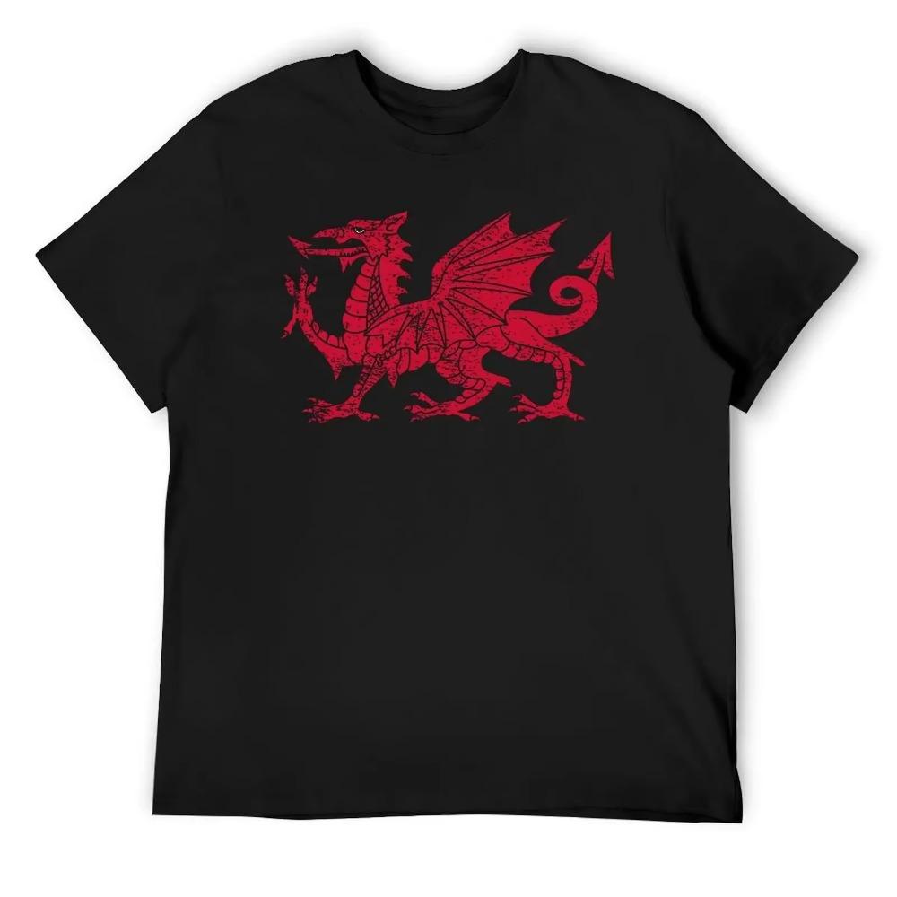 WALES FLAG RED DRAGON (DISTRESSED) Classic T-shirt Harajuku Sport  Casual Tees Graphic Vintage Aactivity Competition Eur Size