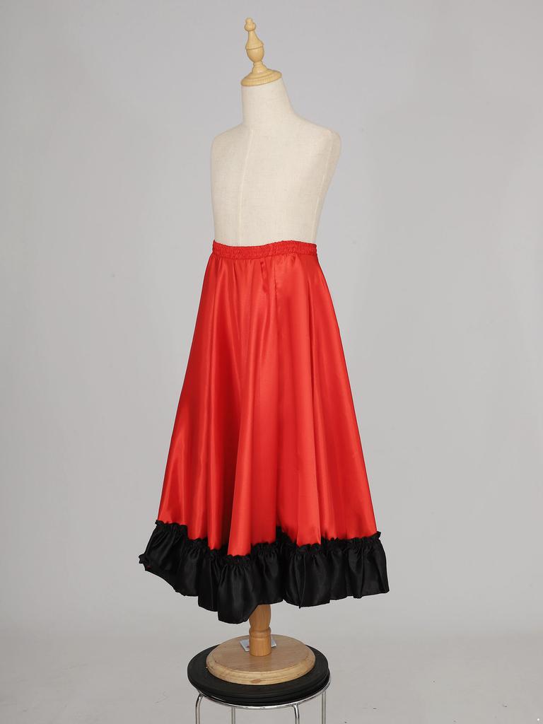 Mädchen Spanischer Stiertanz Rock Großer Schwung Flamenco Kostüm Rüschensaum Rock Bauchtanz Performance Rock