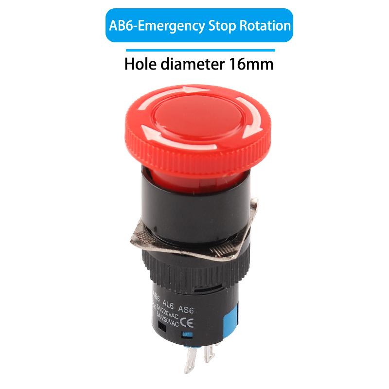 1PCS Knob Rotary Switch 16mm 3/6 Position Small Square&Round Emergency Stop  Switch Start Up Power Switch With Key Switch AB6
