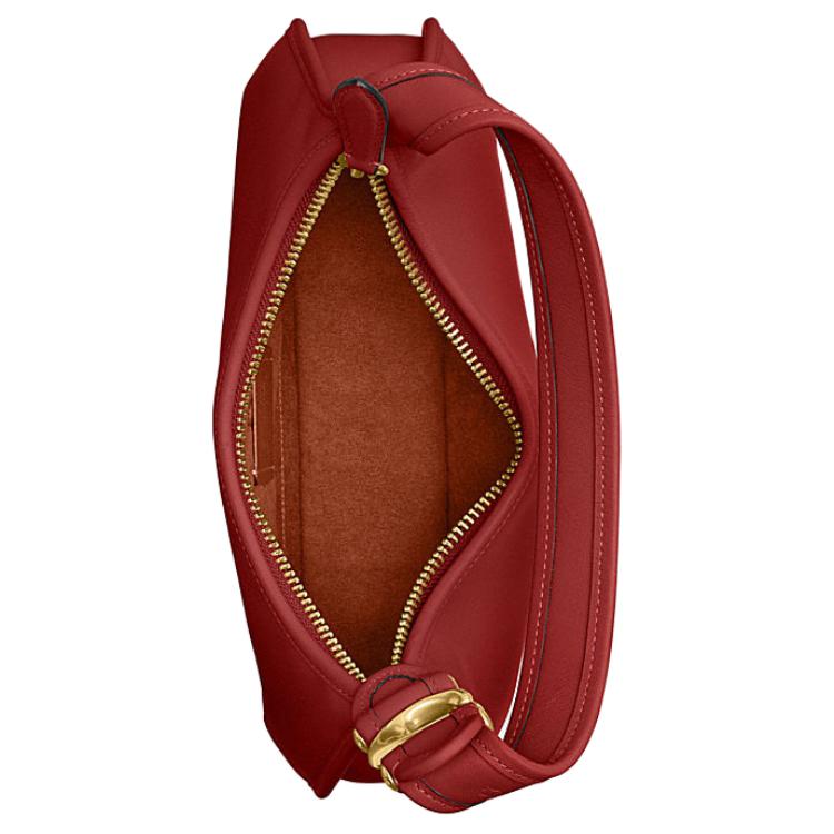 Coach Eve 31 Solid Color Pleated Hardware Zipper Closure Glove Tanned Leather Saddle Bag Shoulder Handbag Large Women Handbags Red CM530-B4E5D