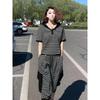 Striped Casual Suit Women's Summer Hooded Short-sleeved Top with Loose Seven-inch Pants Set of Two Pieces
