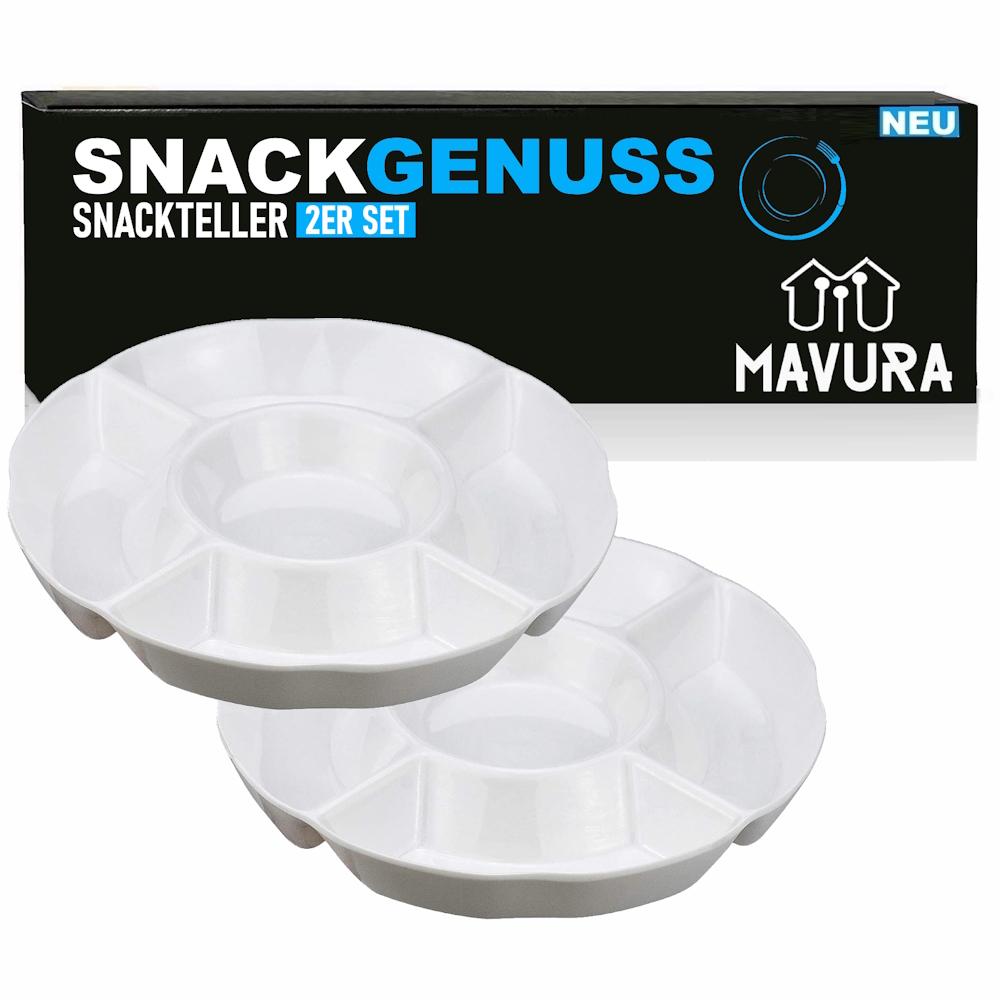

SNACKGENUSS Snackteller Snackschalen Serviertablett Snacktablett Dipschalen 2er