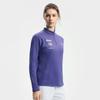 FILA Ski Series Fleece Lined Warm Fashion Slim Fit Simple Casual Sports Knit Long Sleeve T-Shirt Women Tops Ding-Rui-Purple A11W546204FDP