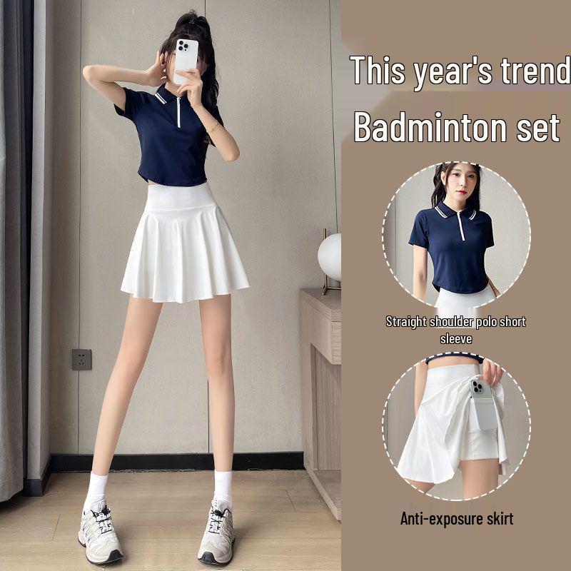 Damen Schnelltrocknendes Sportset: Lässiges Sommer Lauf- & Tennis-Outfit mit kurzem Rock für Fitness