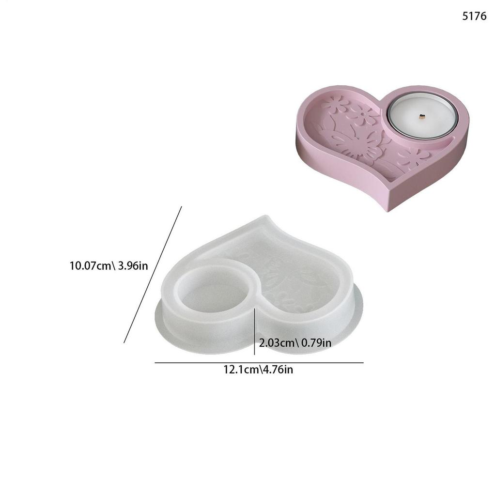 3 Stück Schmetterling Blume Herzform Silikonform Kerzenständer Epoxidharz Formen Frühling Dekoration Handgefertigte Kerzenhalterform