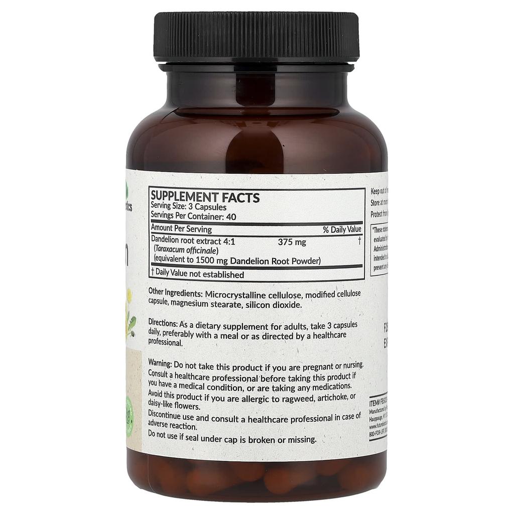 Futurebiotics, Dandelion Root, Veggie Capsules, 120 Capsules (125mg Per Capsule)