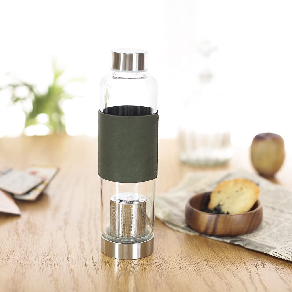 Heat-Resistant Glass Tea Bottle, Large, 550ml, Clear, for Black Tea and Herbal Tea, Heat-Resistant Up To 120°C (422°F), with Heat-Stay Band