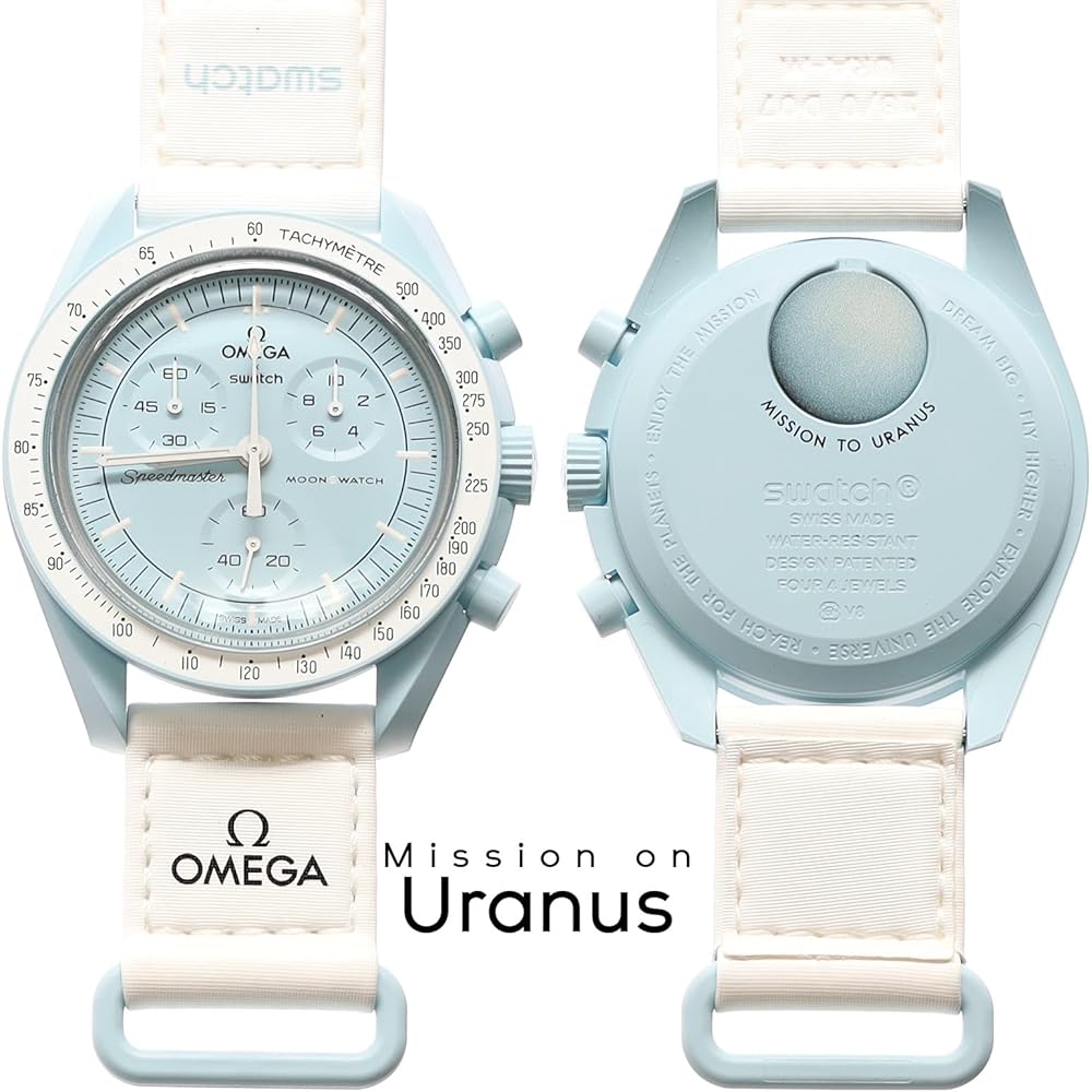 Omega x Swatch Uranus Collaboration Watch Waterproof Unisex with Packaging