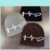 Acrylic Knitted Hat Hat For Men Women Winter Warmth With Ecg Embroidery Design For Casual Style