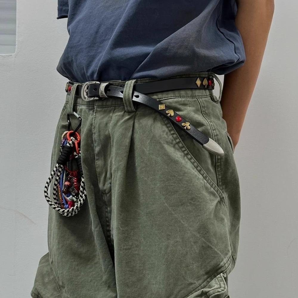 Punk Style Y2K Waist Belt PU Leather Dress Jeans Belt Cool Rivet Waistband  Streetwear