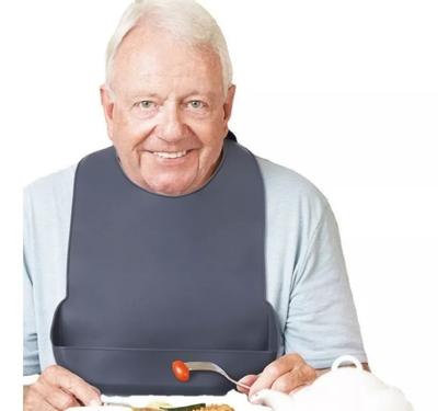 Large Size Adult Silicone Bib Elderly Eating Bib Waterproof Burping Cloth Unisex Adjustable Bib Reusable Elderly No-wash Protect