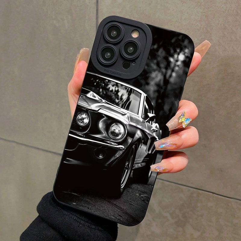Black Sports Car Print Soft TPU Phone Case For iPhone 17 Air 16 E 15 14 13 12 11 Pro Max Plus Mini SE 2020 2022 Soft Cover