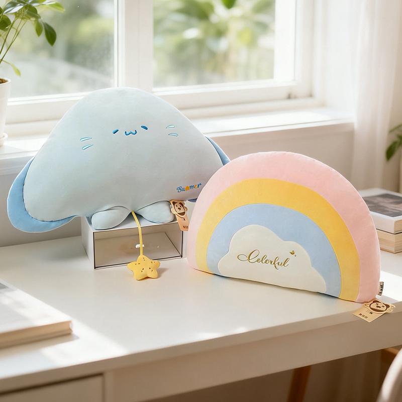 Cartoon Cute Rainbow Rajiformes Cloud Plush Toy Kawaii Stuffed Fluffy Anime Plushies Throw Pillow Doll Soft Kids Gift For Girls