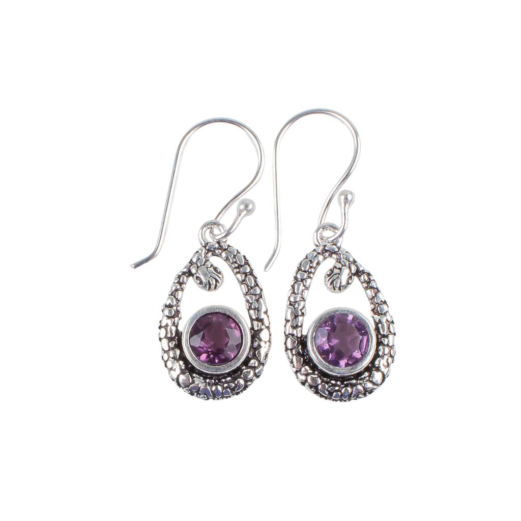 Amethyst Gemstone 925 Sterling Silver Jewelry Drop/Dangle Stylish Earrings 1.38" CE-3-7