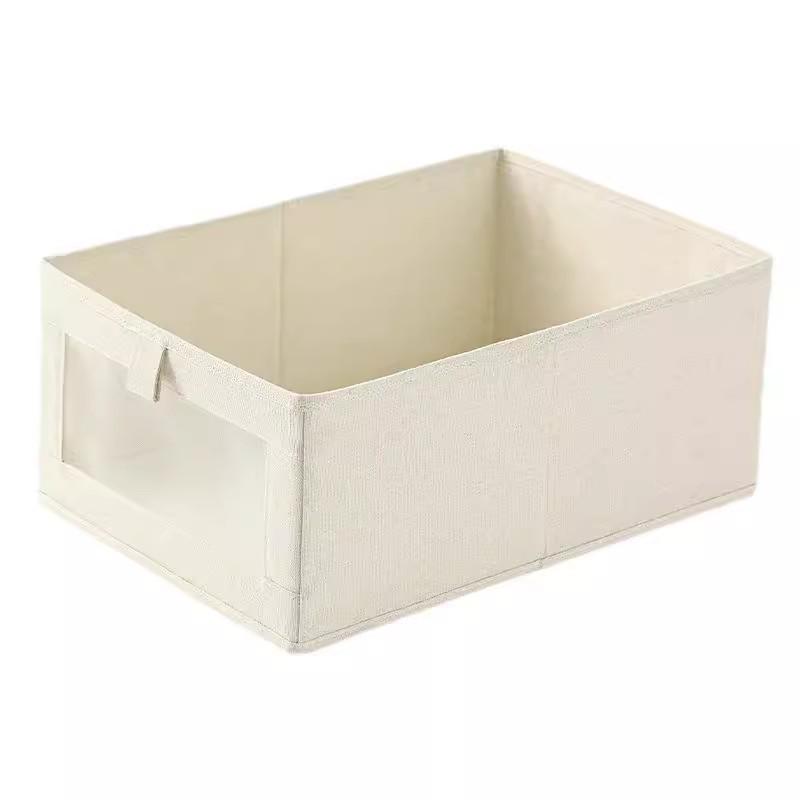 Foldable Cotton Linen Storage Box - Large Capacity Drawer Organizer for Clothes