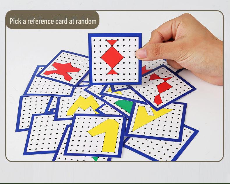 Montessori Kleines Geometrie-Nagelbrett: Kreatives Lernspielzeug für Kinder - Holz-Mathematik-Set mit Nägeln.