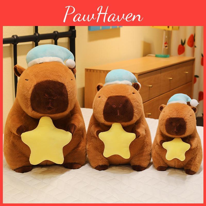 Cute Star Moon Sleeping Hat Capybara Cartoon Plush Toy For Children Gift