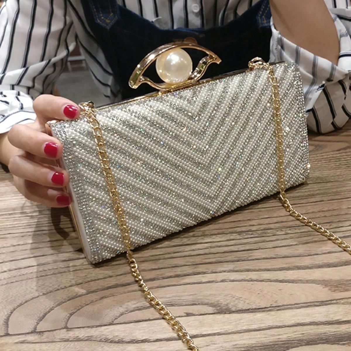 

Cross-Border New Evening Bag European and American Women s Handbag Diamond-Encrusted Banquet Clutch Dress Evening Bag Women s Bag срібний