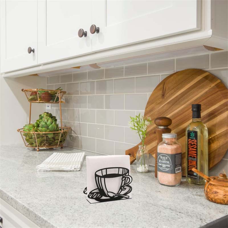 Standing Napkin Dispenser For Table Black Stainless Steel Coffee Cup Butterfly Theme Napkin Holder for Kitchen Restaurant Table