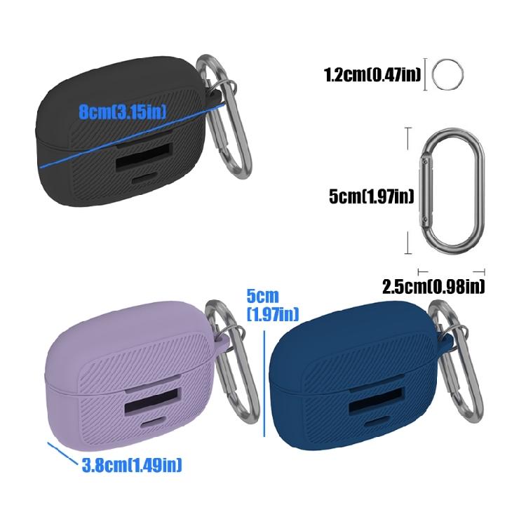 Silicone Charging Case Cover with Grip Texture, Carabiner Carry, and Easy Cable Access for Everyday Clip On Earbuds Travel and Storage Use