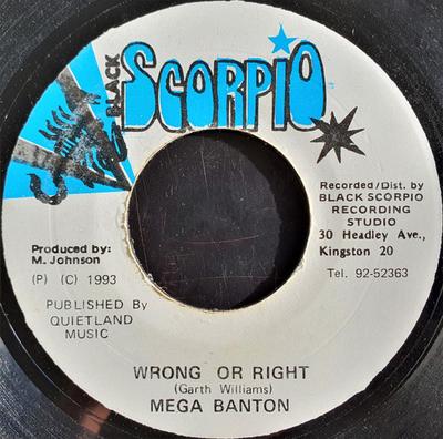 7-Zoll Schallplatte MEGA BANTON - Falsch oder Richtig KEINE Black Scorpio 1993 Jamaika Reggae, Ska & Dub Gebraucht