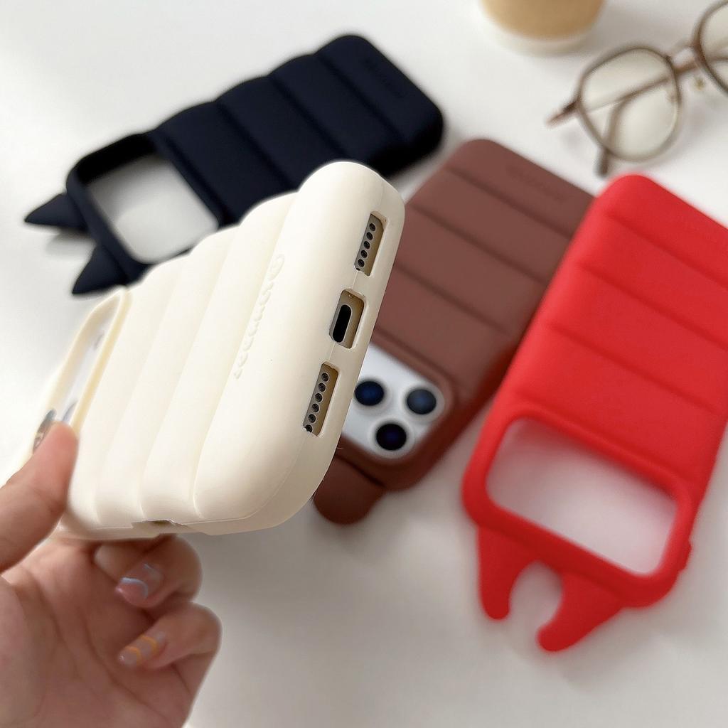 Kawaii 3D Angels Wings Bear Rabbit Cat Ears Solid Color Phone Case for iPhone 17 16 15 14 13 Pro Max Plus Soft Silicone Shockproof Protective Cover