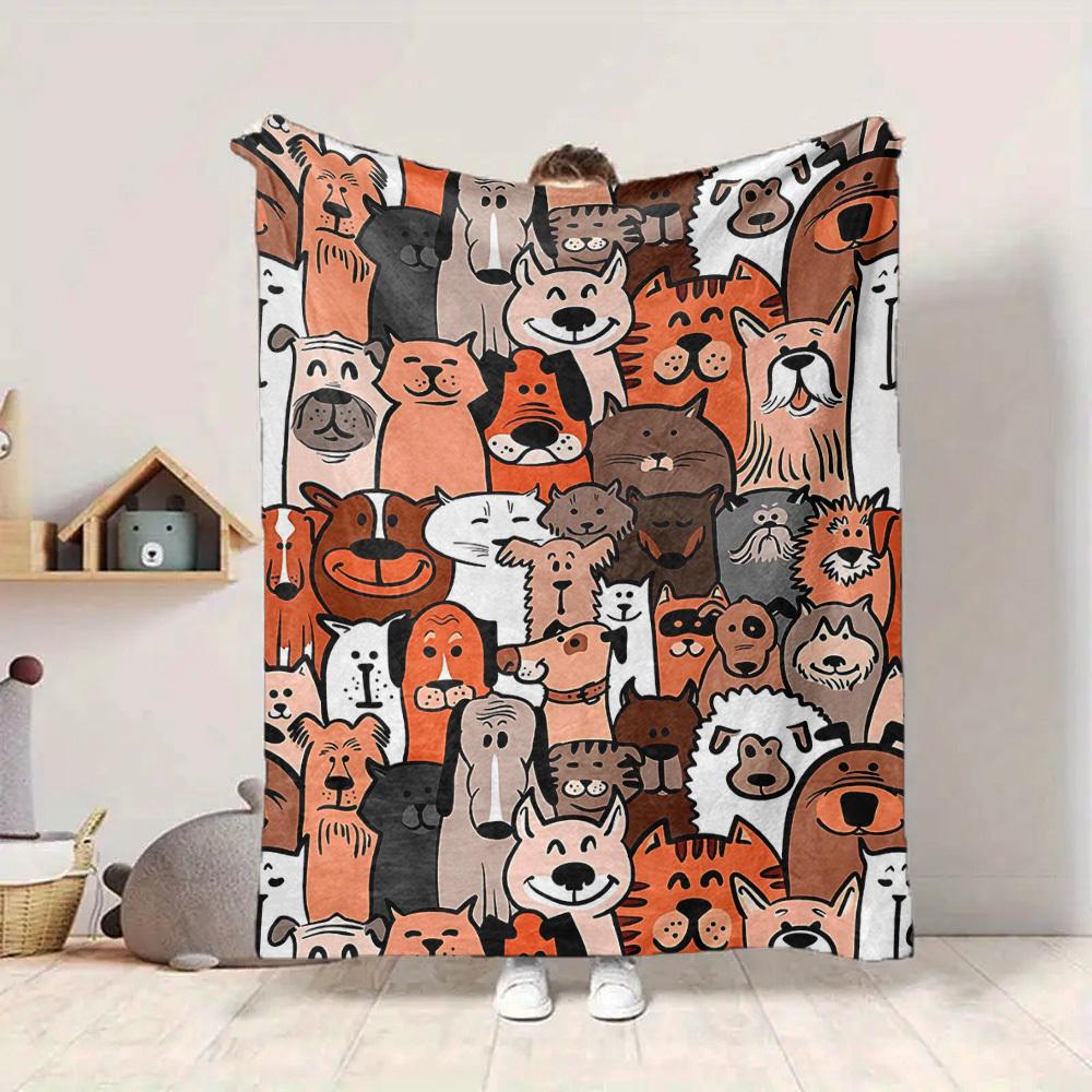 1pc Pets Animals Dog Print Blanket   Lightweight Flannel Throw Blanket For Sofa, Bed, Living Room, Office, Outdoor Travel, Camping