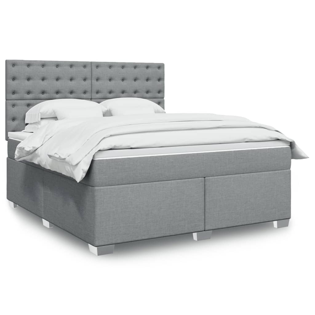 Vidaxl Letto Continentale Con Materasso, Grigio Chiaro, Tessuto, 180X200Cm