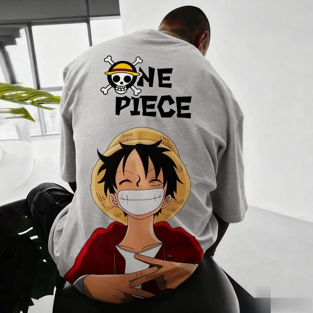 Bandai One Piece Luffy Print Shortsleeved Loose Mens and Womens Summer Commuting Breathable Sports Cotton Tshirt 2026