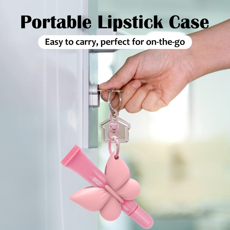 Portable Silicone Lip Balm Holder Keyring for Easy Access Stylish Bowknot Design