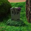 Halloween Graveyard Signs Tombstones Yard Signs, Realistic Outdoor Bonsai Scene Layout Lawn Decorations for Horror Party Garden Cracked Skull Decor