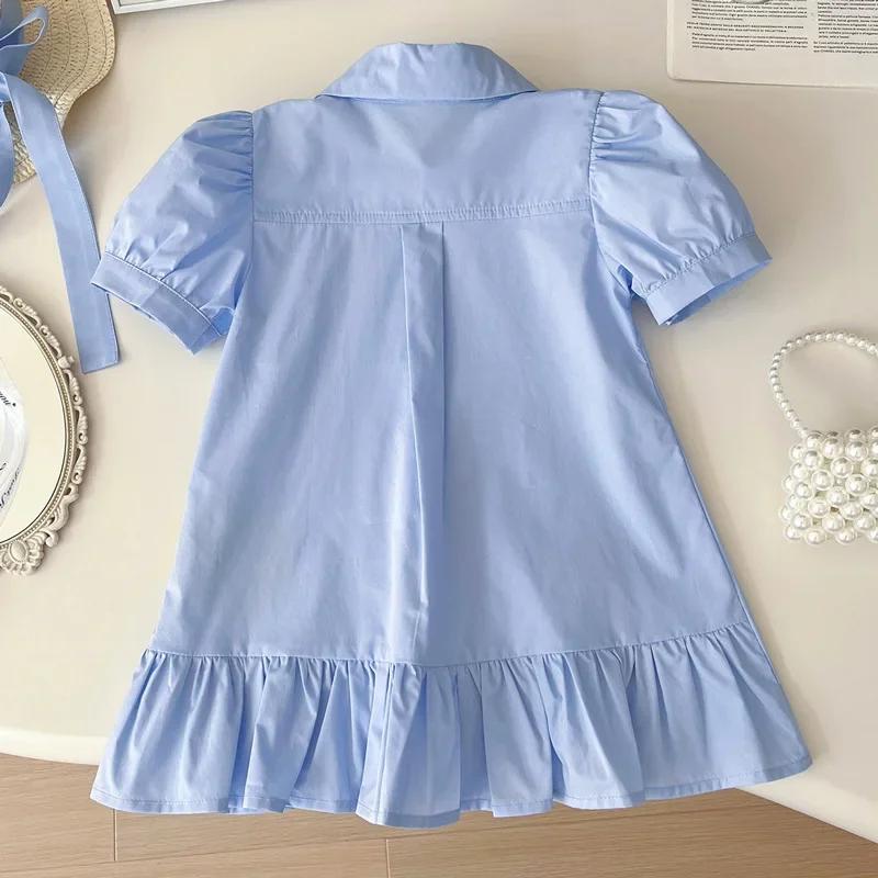 Girls Dress Summer Korean Style Western Style Girls Shirt Skirt Little Girl Cute Bunny Short-sleeved Dress