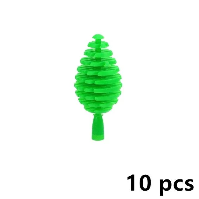 MOC Plants Accessories Bricks 3471 2435 6064 3778 City House Trees Pine Prickly Bush Green Grass Military Building Toys