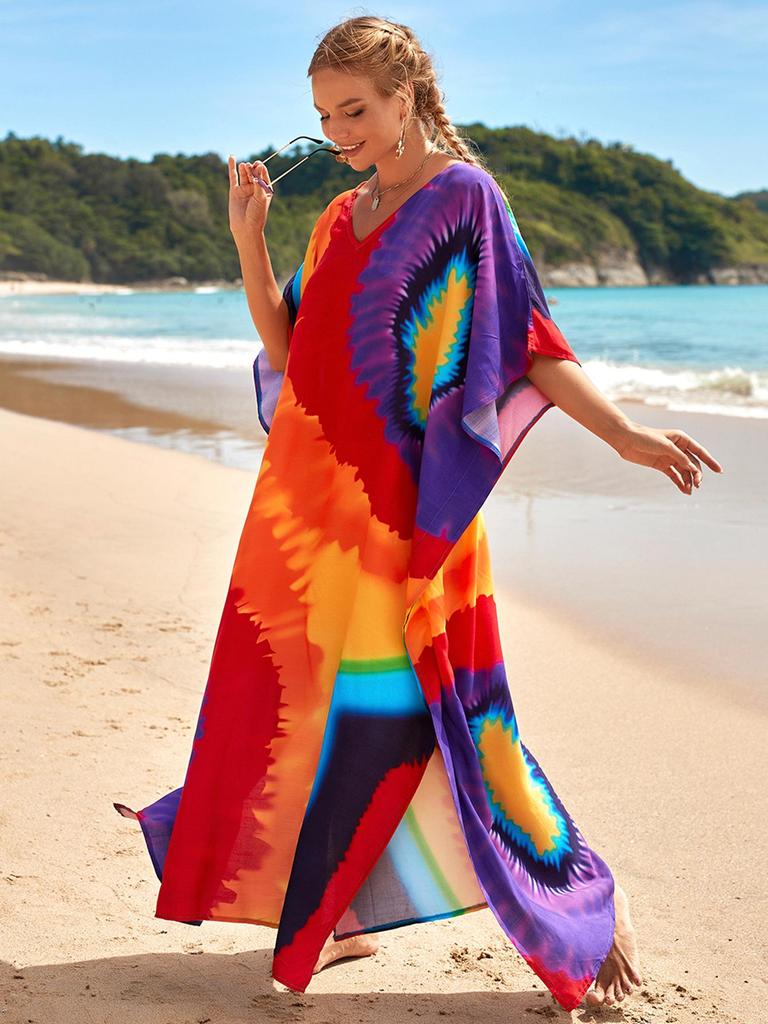 Europäische & Amerikanische Baumwolle Wasserzeichen-Druck Strand Sonnenschutz Überwurf Robe für Badeurlaube