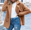 Elegant Faux Fur Cashmere Women Coat Autumn Winter Warm Solid Color Female Plush Overcoat Pocket Casual Teddy Outerwear
