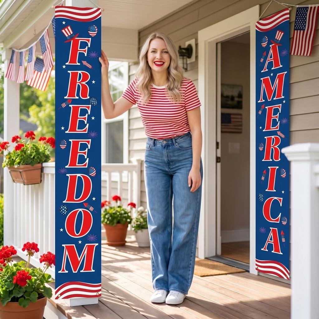 American Independence Day Flag Hanging Door Curtain Door Flag