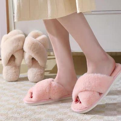 Mode Warme Schoenen Vrouw Instap Huispantoffels Knusse Thuis Pluizige Pantoffels Binnen Casual Pantoffel Open Teen Zachte Zool Pluizige Huis Schoenen