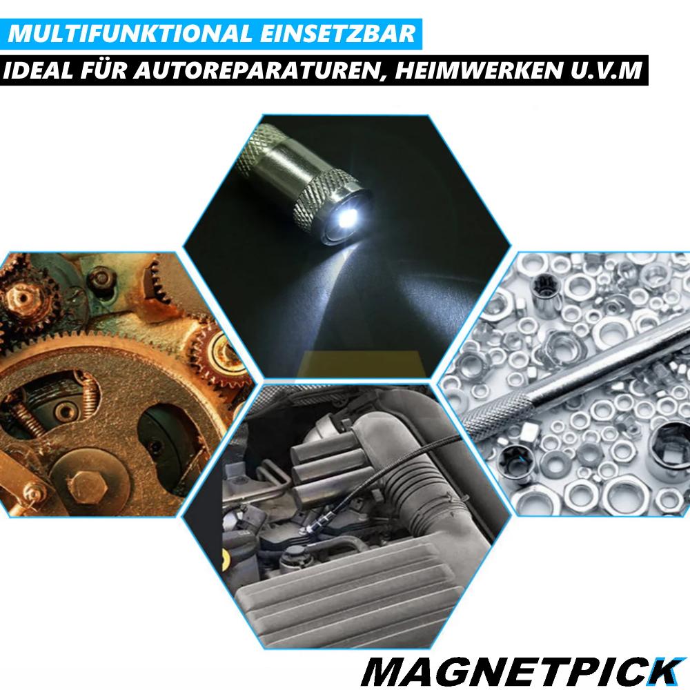 MAGNETPICK Magnetlyftare Magnetgripare Teleskopisk Magnet Verktyg med LED-ljus