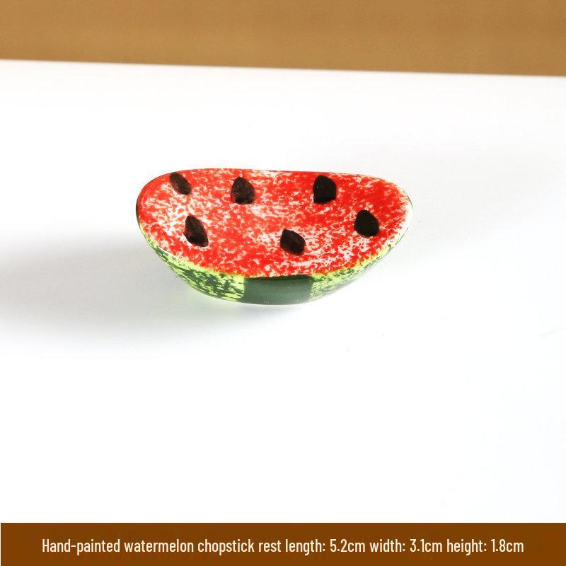 Hand-Painted Watermelon Design Large Ceramic Noodle Bowl with Underglaze Snails Pattern - Fresh, Deep & Stylish.