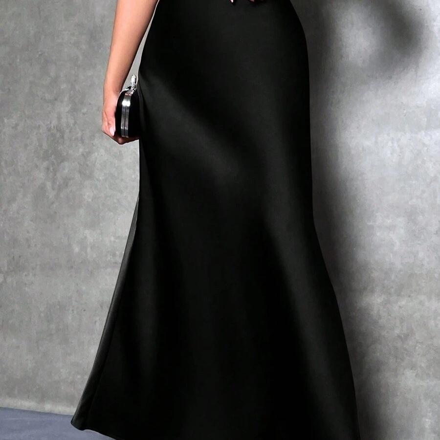 Φόρμα άνοιξη/καλοκαίρι 2025 νέα φούστα απομίμησης μεταξιού, σατέν φούστα, γυναικεία φούστα που αγκαλιάζει το σώμα