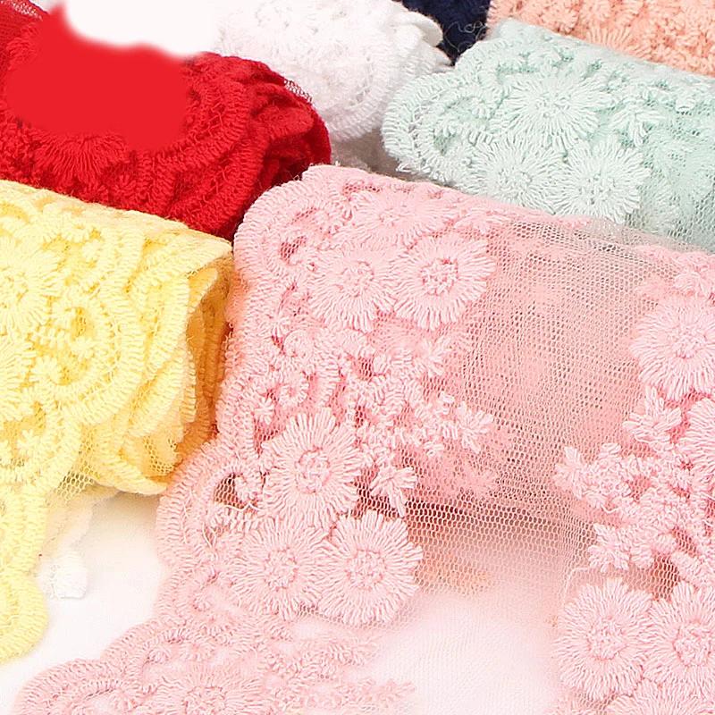 1Meter Cotton Floral Embroidered Mesh Patchwork Lace DIY Apparel Sewing Fabric 12cm Width DIY Garment Curtain Accessories Ribbon