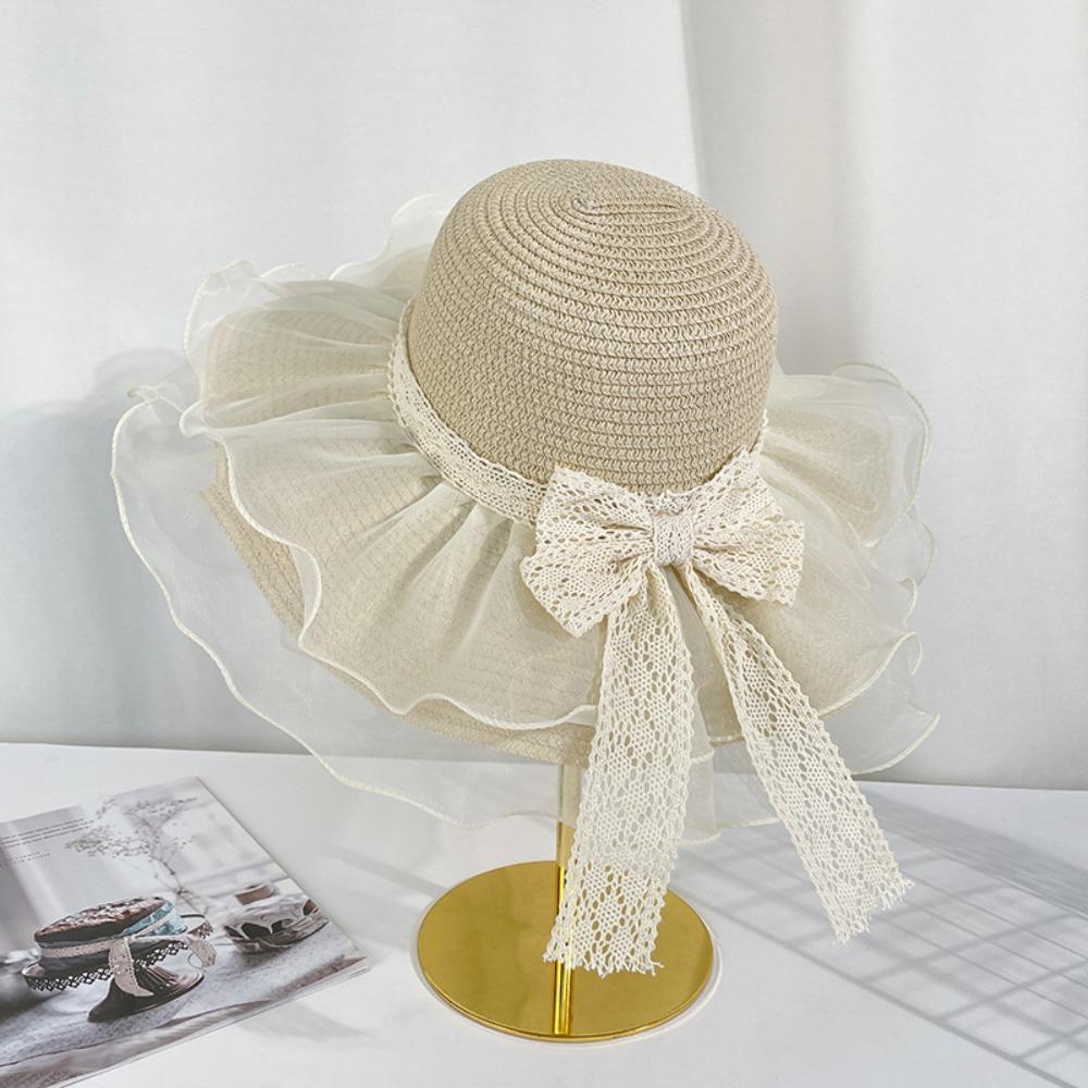 Straw Beach Hat Bow Ribbons Straw Cap New Sun Hat for Women