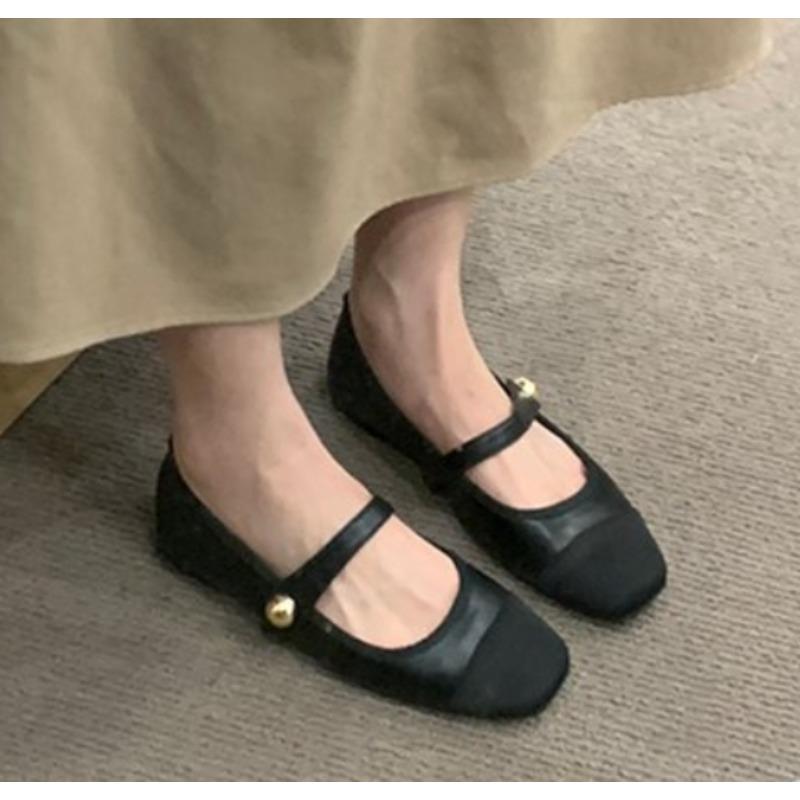 Fashion New Style Women Flat Shoes Fashionable and Versatile Square Toe French Mary Jane Shoes Women Summer Soft Soled Beanie Shoes