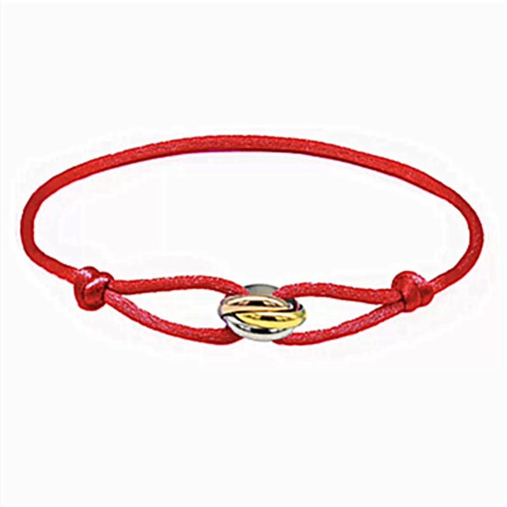 Luxury Classic Three-color Stainless Steel Circle Ring Rope Weaving Adjustable Couple Bracelet for Women Men Jewelry Gift