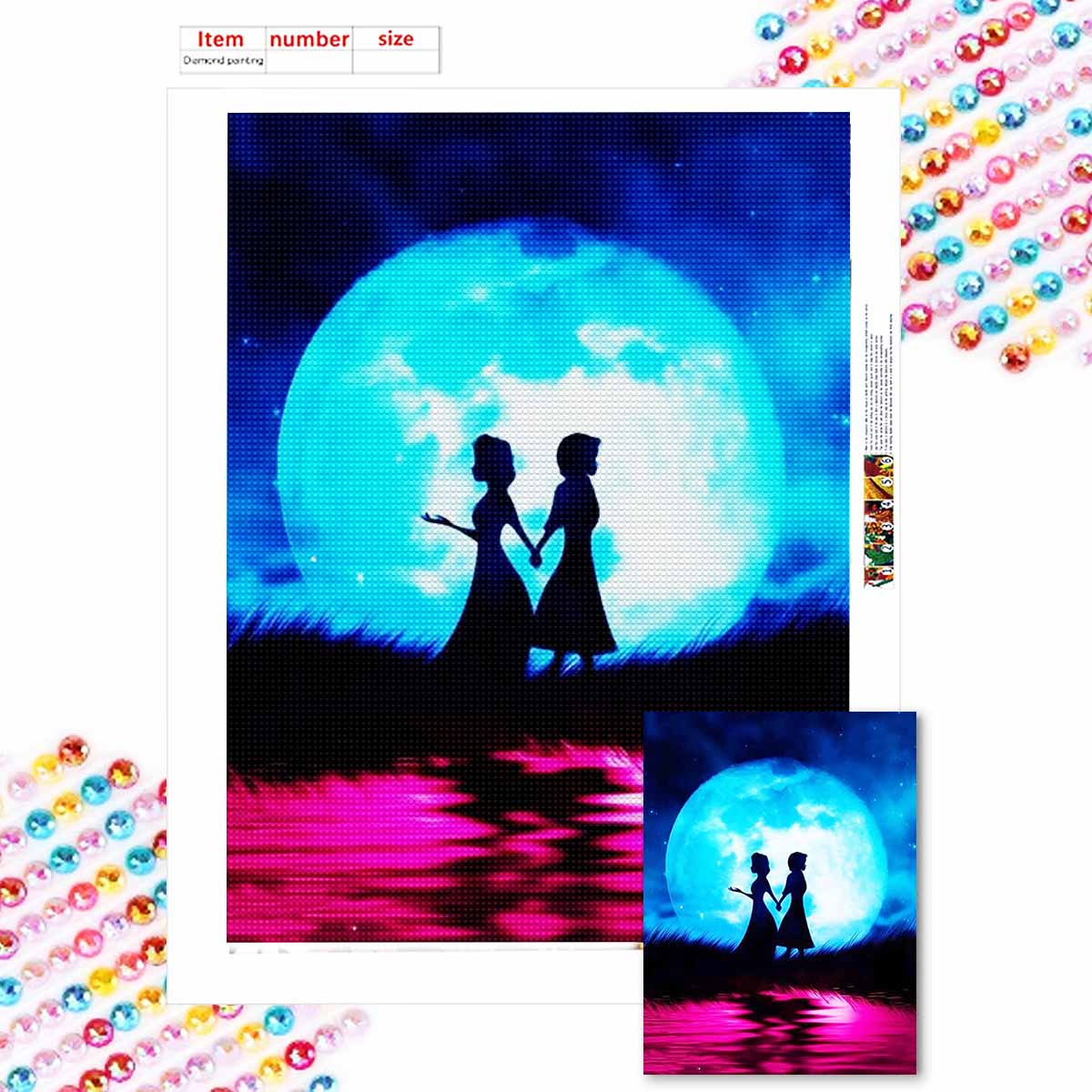 

Full Round Diamond Painting Elsa and Anna Art Rhinestone Picture Mosaic DIY 5D Cross Stitch Embroidery Home Decoration Round 20x30cm