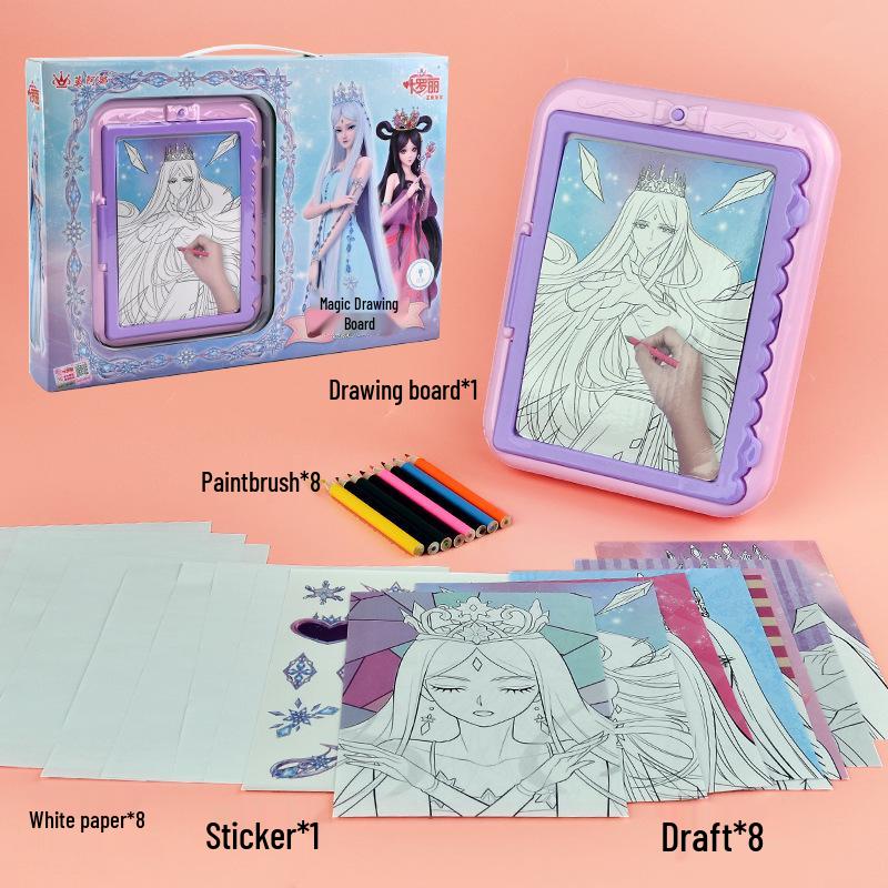 

Волшебная доска для рисования Ye Luoli со световыми эффектами для девочек - игрушка для обводки и граффити, сделай сам