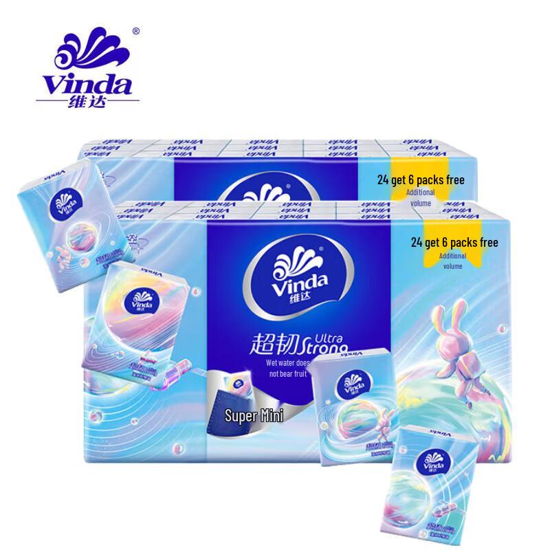 Vinda Super Tough 4-Ply Pocket Facial Tissues, 60 Packs