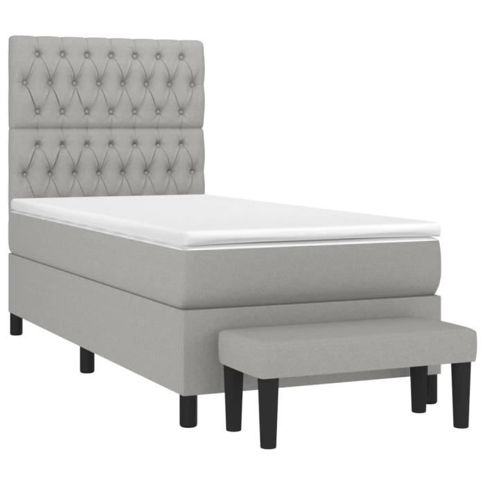 3136805 vidaXL Divan Bed with Mattress Light Grey 90x200 Cm Fabric